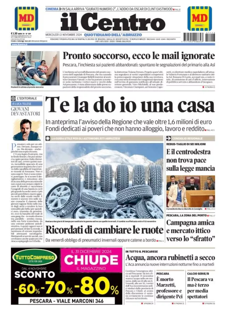 Prima-pagina-il centro-oggi-edizione-del-2024-11-13